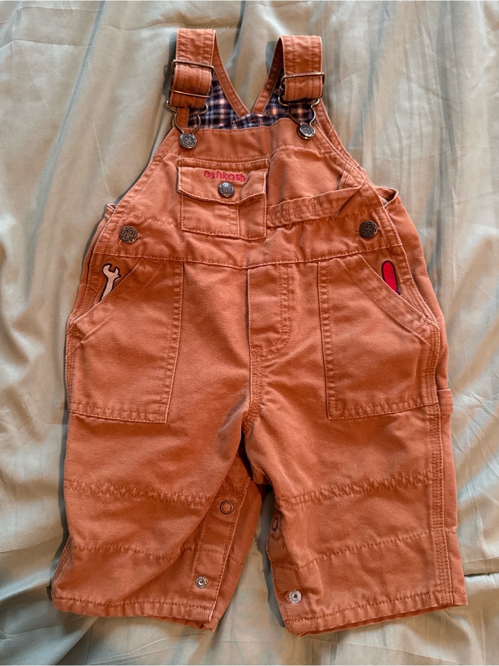 OshKosh B'gosh Rust-Orange Toddler Overalls with Tool Pocket Details